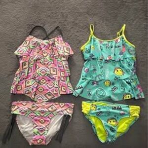 2pc Justice Girls Colorful Tankini Swimsuit Sets BUNDLE
